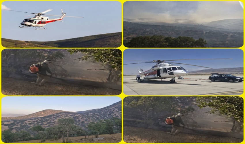 اطفاء حریق آتش سوزی جنگل‌های جنوب خرم‌‌آباد