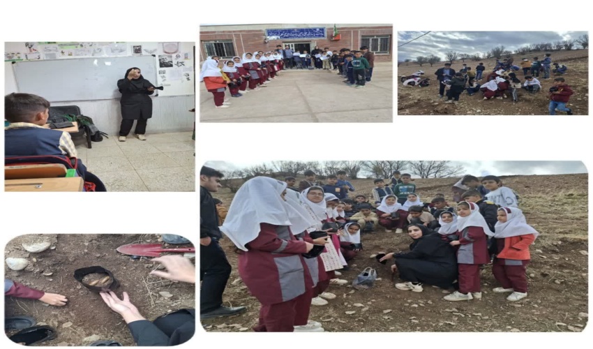 آموزش کاشت بذر  بلوط در دبستان  پاسدار شهید علی ابراهیمی روستای چم تکله در راستای طرح شهید سیدعنایت اله مرادی شهرستان سلسله