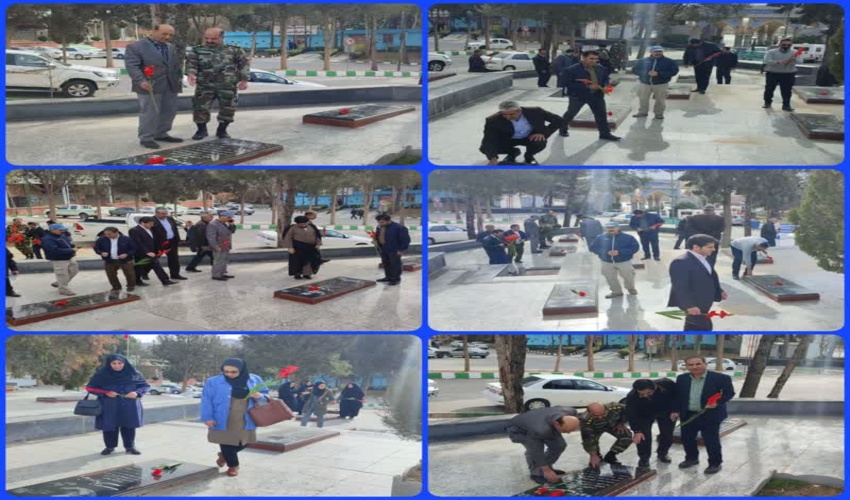 مزار گلزار شهدای خرم آباد به مناسبت هفته منابع طبیعی عطرافشانی و غبارروبی شد 